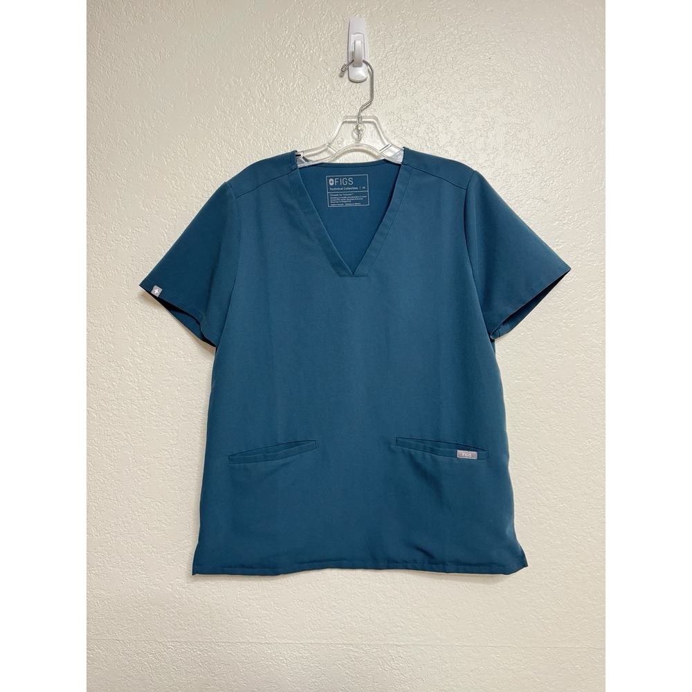 FIGS Scrub Top‎ Womens M Blue Casma V-neck Tailored Fit Medical Workwear
